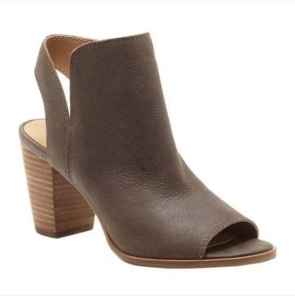 Lucky Brand Womens Jubai Peep Ankle Leather Heels Boots open toe shoes sz 10M - Picture 1 of 12